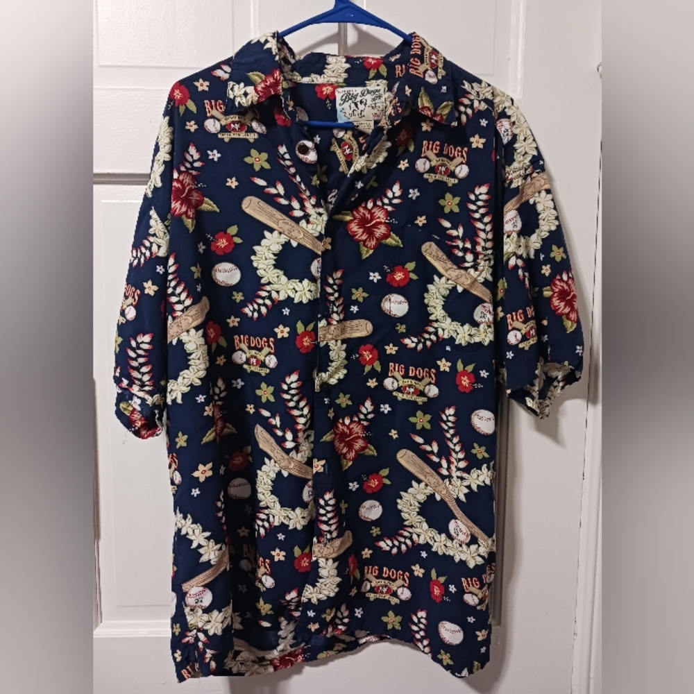 Big Dogs Waikiki Hawaiin Shirt Beach Baseball  South Paw League Mens Size Large